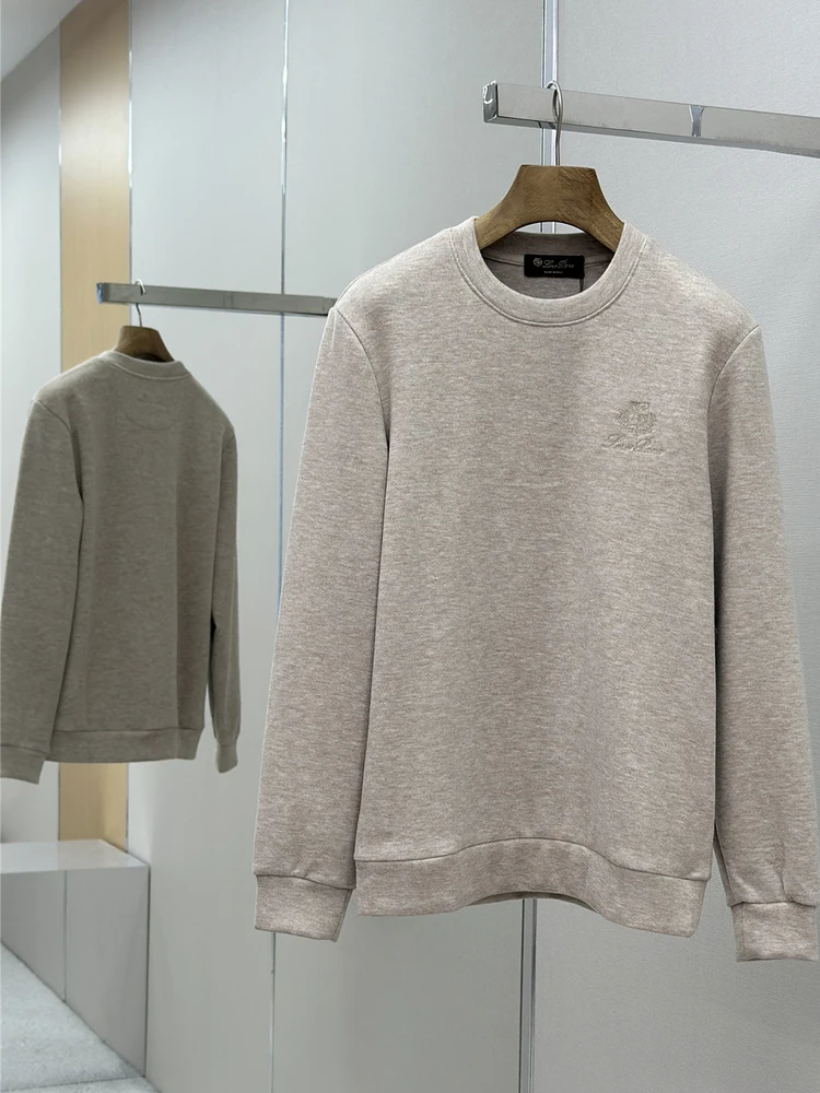 

Busin Casual Embroidered Letter Bae Camere Base irt Sweater Youth Men's Midweight Long Sve round Ne Breathable