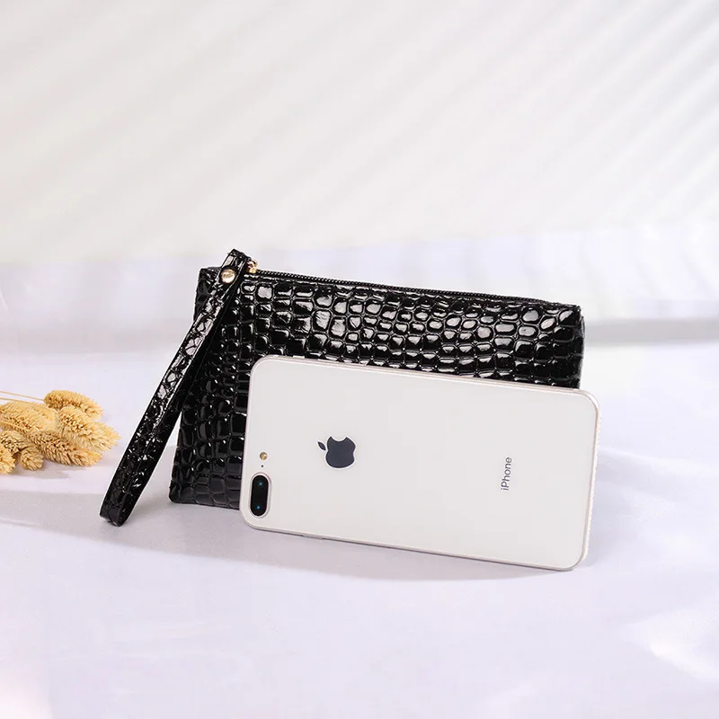 New Pu Crocodile Grain Hand Bag Wallet Woman Scratch Resistant Korean Mobile Phone Bag Business Lady Clutch Bag Coin Purse