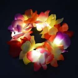 1pcs Light Up Hawaiian Tropical Luau Flower Headpiece Leis Headband Thicker Floral Crown Glow Party Wedding Festival