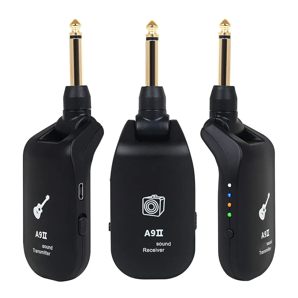 

Wireless Guitar System Transmitter Universal Plug 11x4.5x1.5cm 20Hz-20kHz 6.35mm ABS Bass Black Electric Guitar