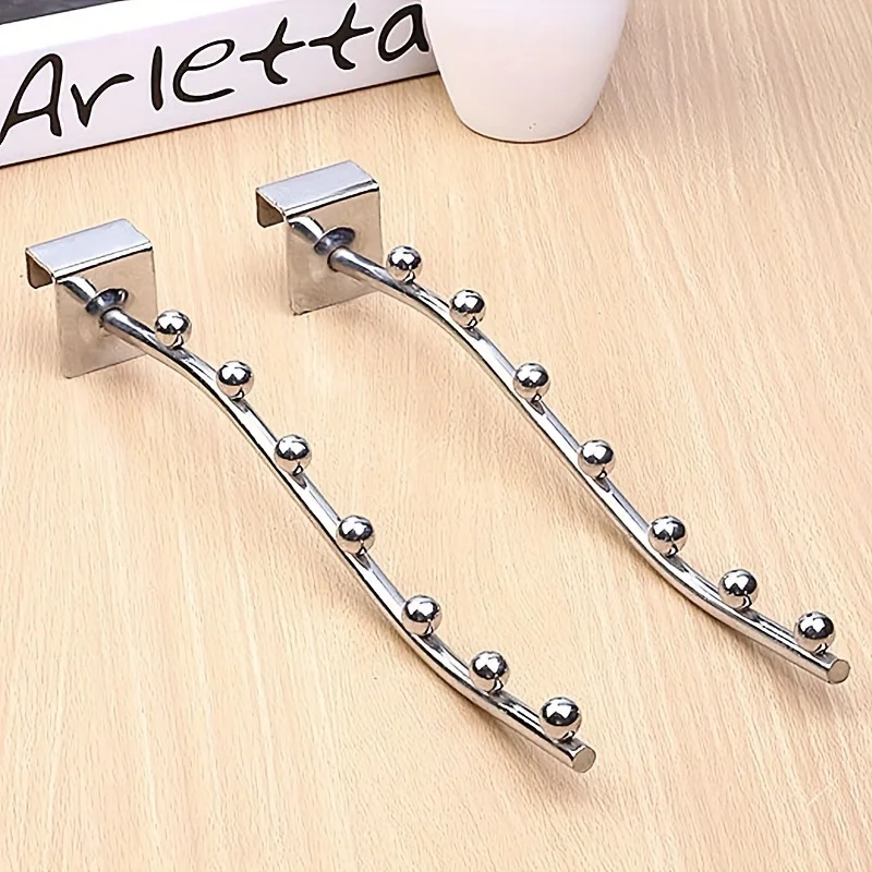 Square Tube with Bead Hook Supermarket Metal Hook Dormitory Bedside Hanging Clothes Artifact with 5 Hooks for Balcony