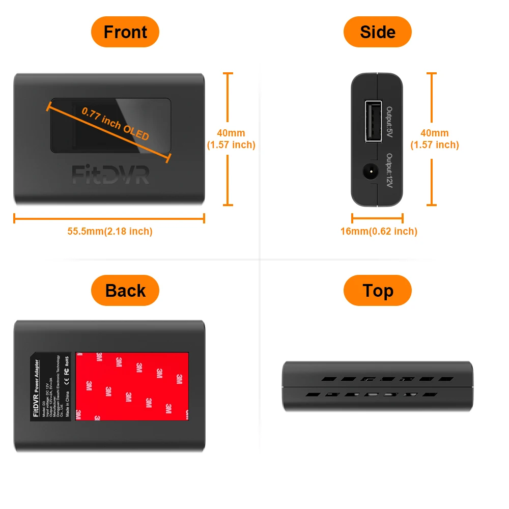 محول طاقة FitDVR Dash Cam (10-Pin) لمازدا، يتصل بمرآة الرؤية الخلفية ذات التعتيم التلقائي، مصدر طاقة USB، D3-026