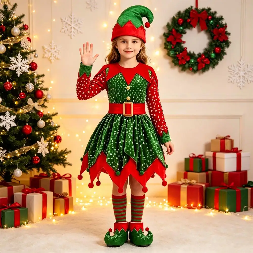 Robe Lutine à Sequins Fille avec Chaussettes Rayées – photo 4