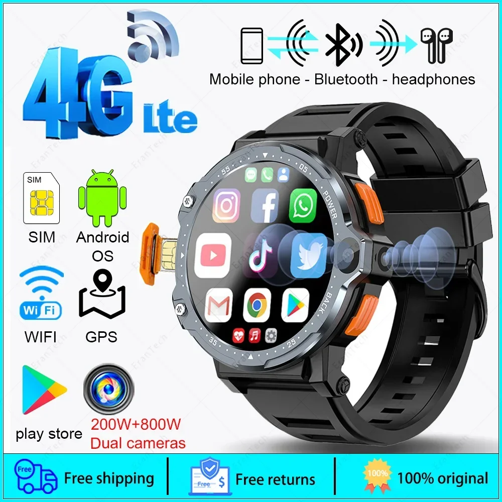 

2024 New Premium 4G LTE Smart Watch - Android System, 1.54" Display, 2G/4G SIM, Dual HD Cameras, WIFI/GPS, 800mAh for All.