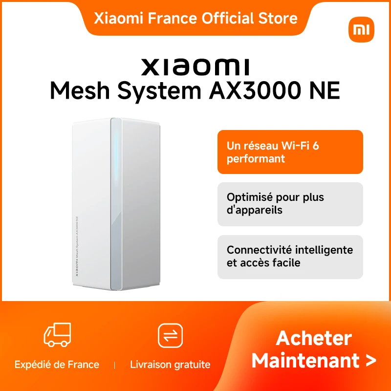 [Officiel] Xiaomi Mesh System AX3000 NE | Un réseau Wi-Fi 6 performant dans toute la maison, couverture Wi-Fi 6 complète dans toute la maison, kit préconfiguré configuration réseau facile et transparente