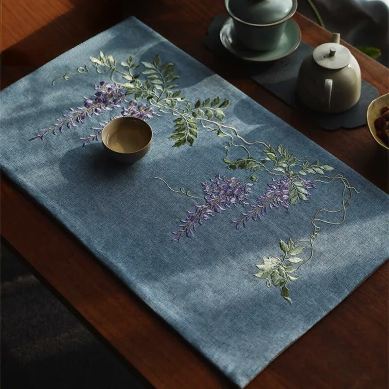 طراز Wasabi طباعة تذوق الشاي مضادة للحرق تقليد ماء مالح طاولة صغيرة العلم المطبوع حصيرة الشاي النسيج الجدول العلم ماصة