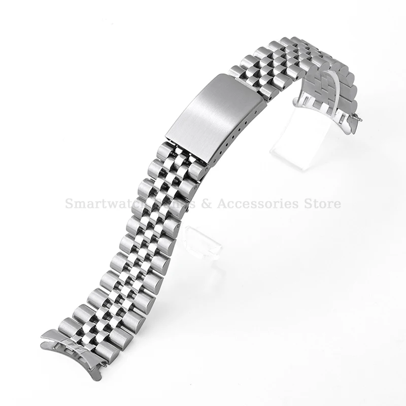 18mm 19mm 20mm 21mm Curved End Stainless Steel Strap for Rolex for Jubilee for Seiko Bracelet Solid Steel Strap Folding Buckle