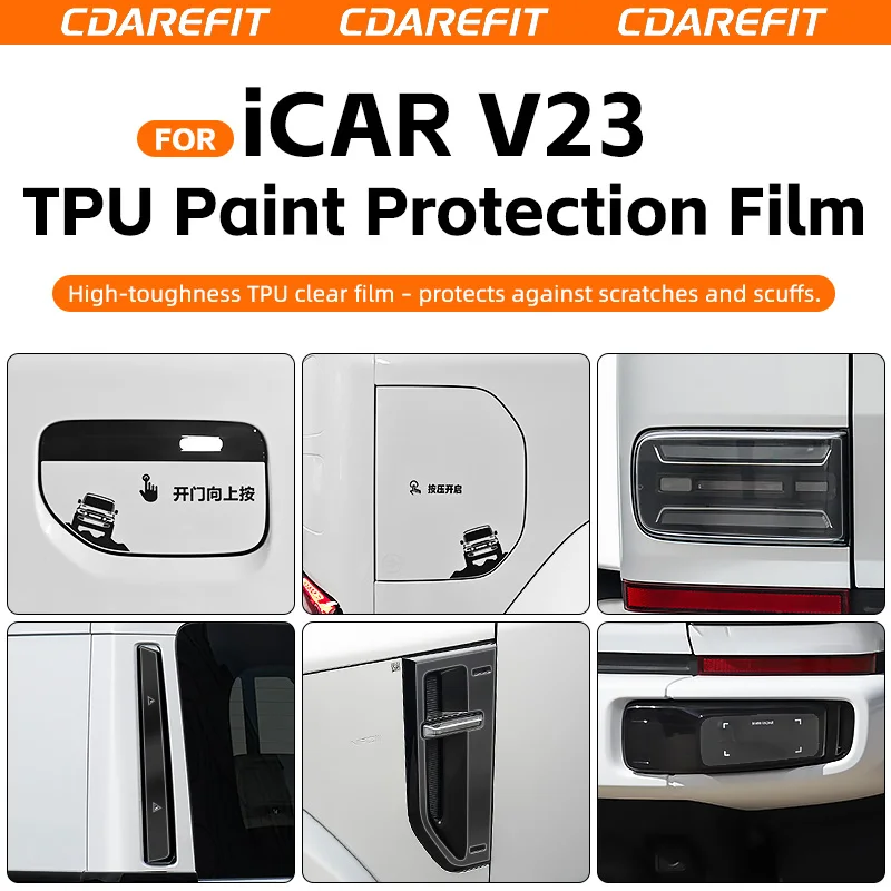 For iCAR iCAUR V23 TPU Body Protection Film Door Handle Charging Cover Tail Light Radar Anti-Scratch Modification