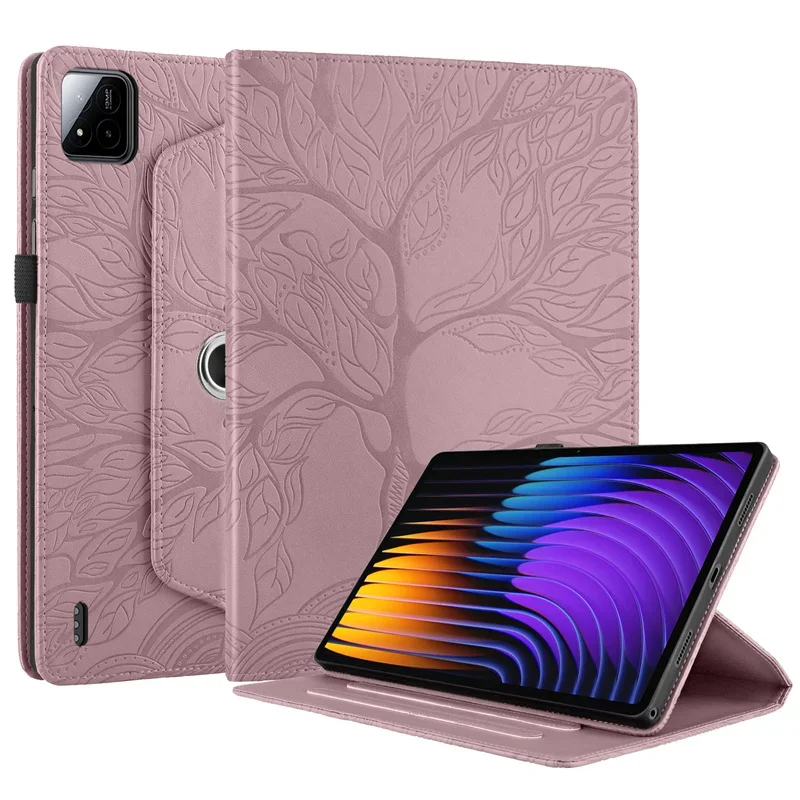 

For Xiaomi Pad 7 Pro Cover 11.2 inch 360 Rotation Tree Imprinted Flio PU Leather Wallet Cover Funda for Xiaomi Pad 7 Tablet Case