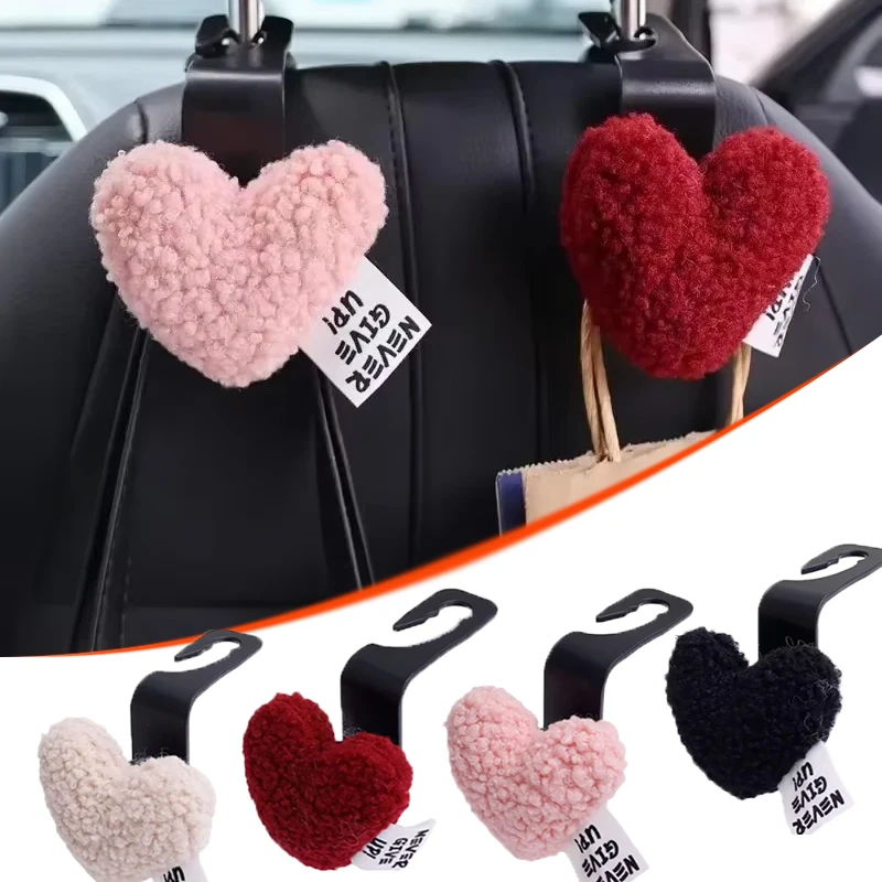 

Car Seat Hooks Plush Love Models Easy To Install Can Be Hidden Personalized Decoration Four Colors Car Accessories