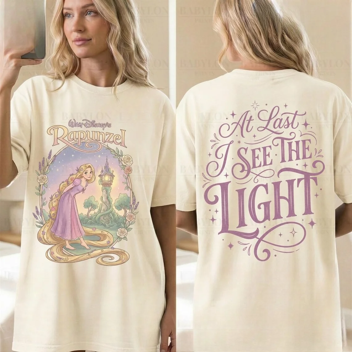 Camiseta de algodón con estampado de la princesa Rapunzel de la película animada Enredados 2026, camiseta informal de verano para adultos y niños, conjunto familiar
