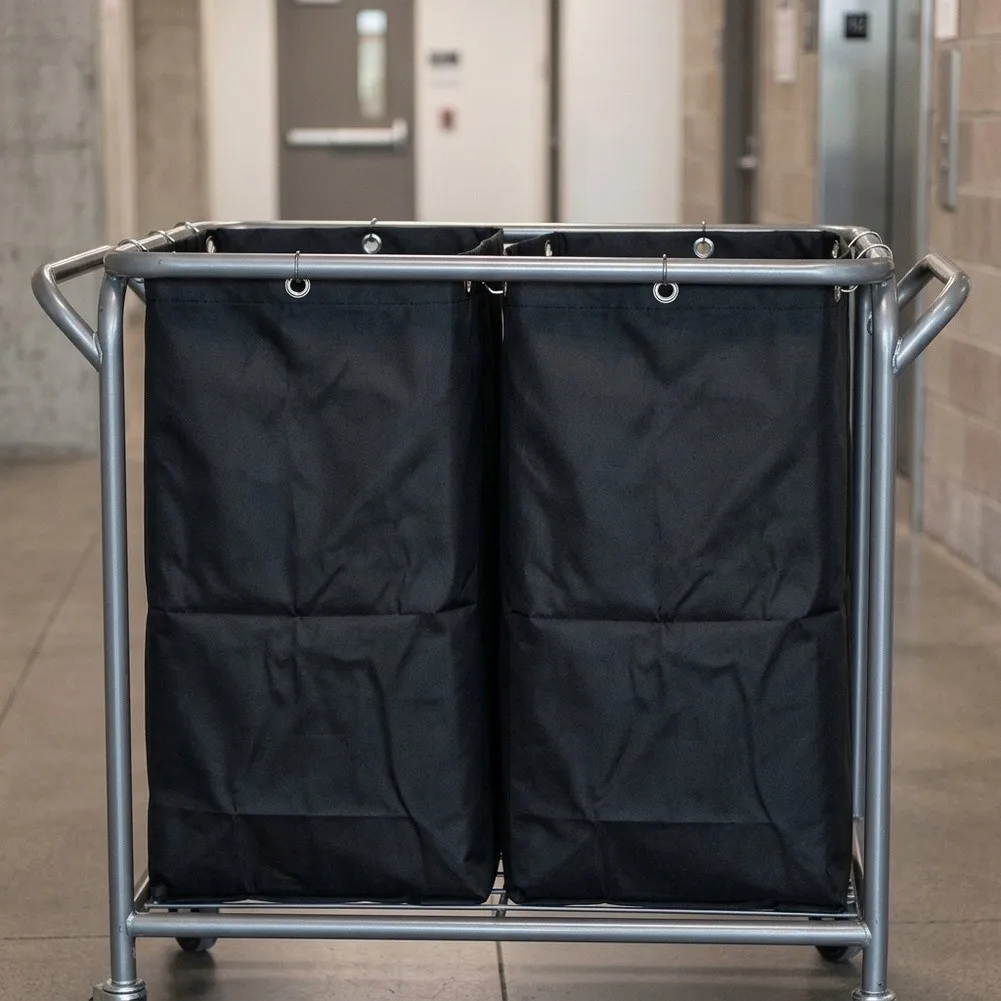 23 Gallon Reusable Cleaning Cart Trash Bag Set 2 pcs for Double Layer Oxford Cloth PVC 16 x 11 x 27 inches for Janitor Carts
