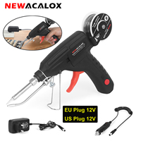 NEWACALOX DC 12V 60W EU/US Automatic Send Tin Gun Electric Soldering Iron Rework Station with Desoldering Pump Welding Tool