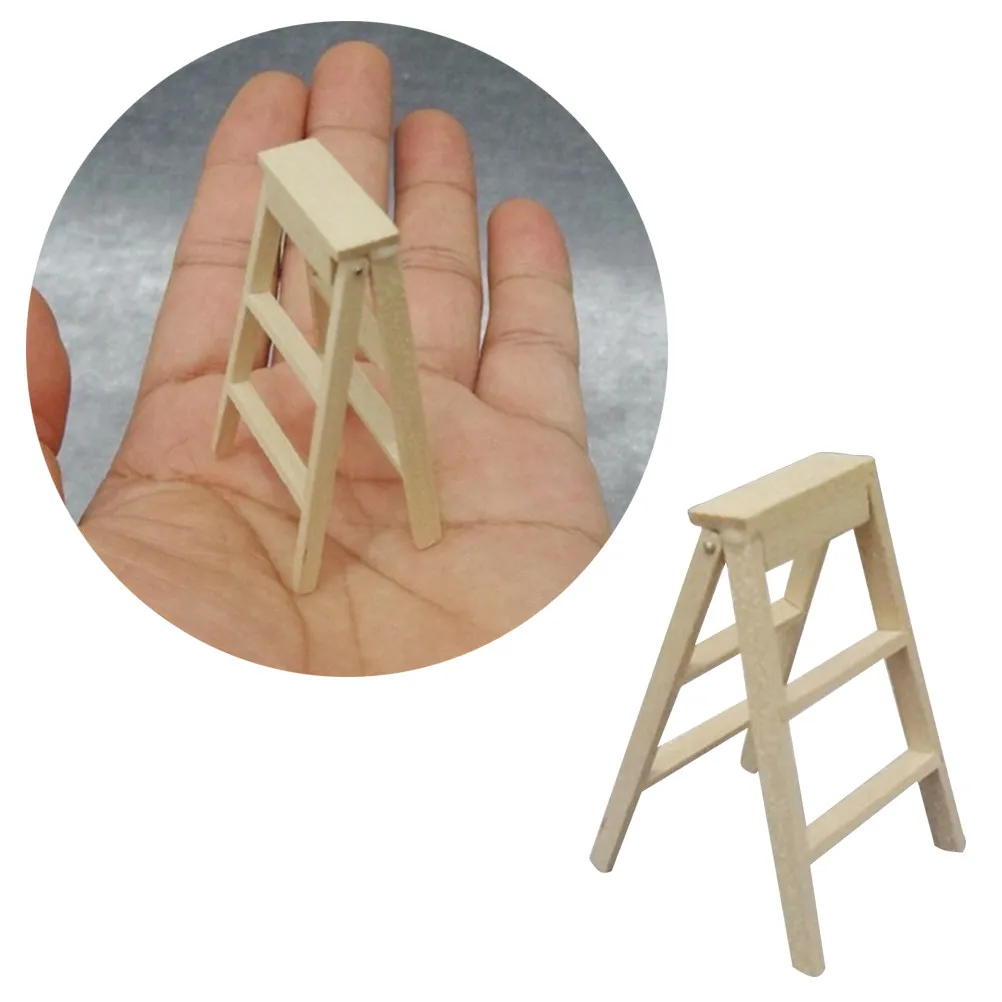 

Миниатюрная деревянная складная лестница для миниатюрного домика, креативный дизайн, легкий декор для сказочного сада, игрушка для детей, мини-лестница