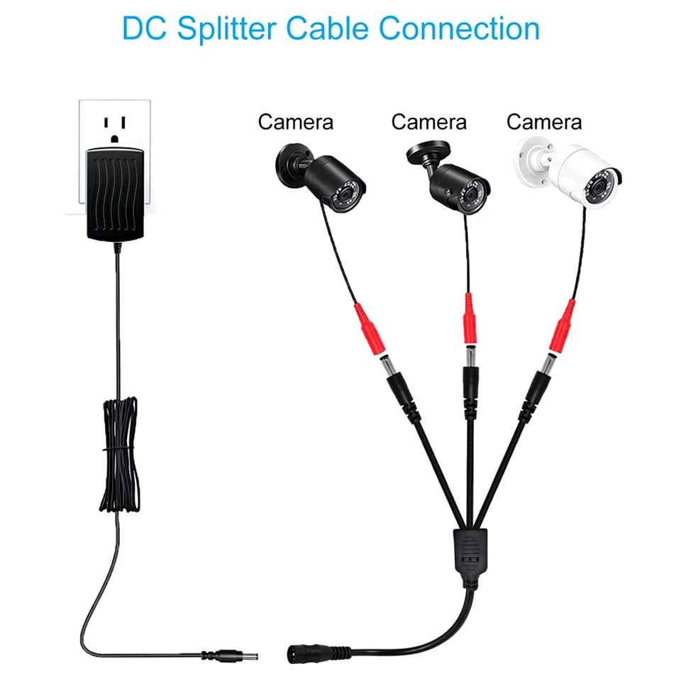 5.5X2.1mm DC Power Splitter Cable  1 To 2/3/4/5/6/8 Way 5V 12V Power Adapter Connector Cord For LED Strip Lights CCTV Camera