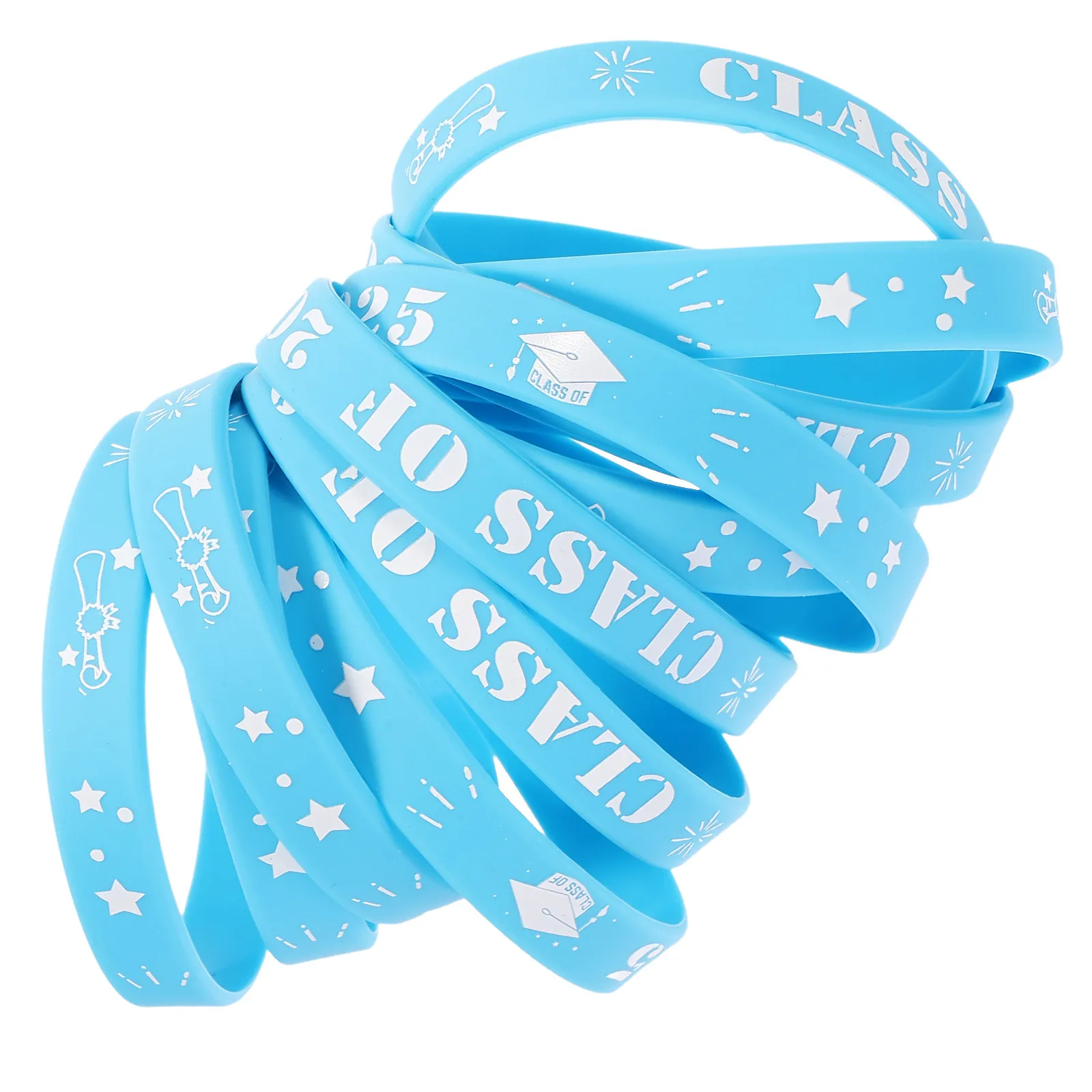 

25Pcs Silicone Graduation Wristbands Class of 2025 Decorative Stretchy Reusable Wristbands for Graduation Parties School Events