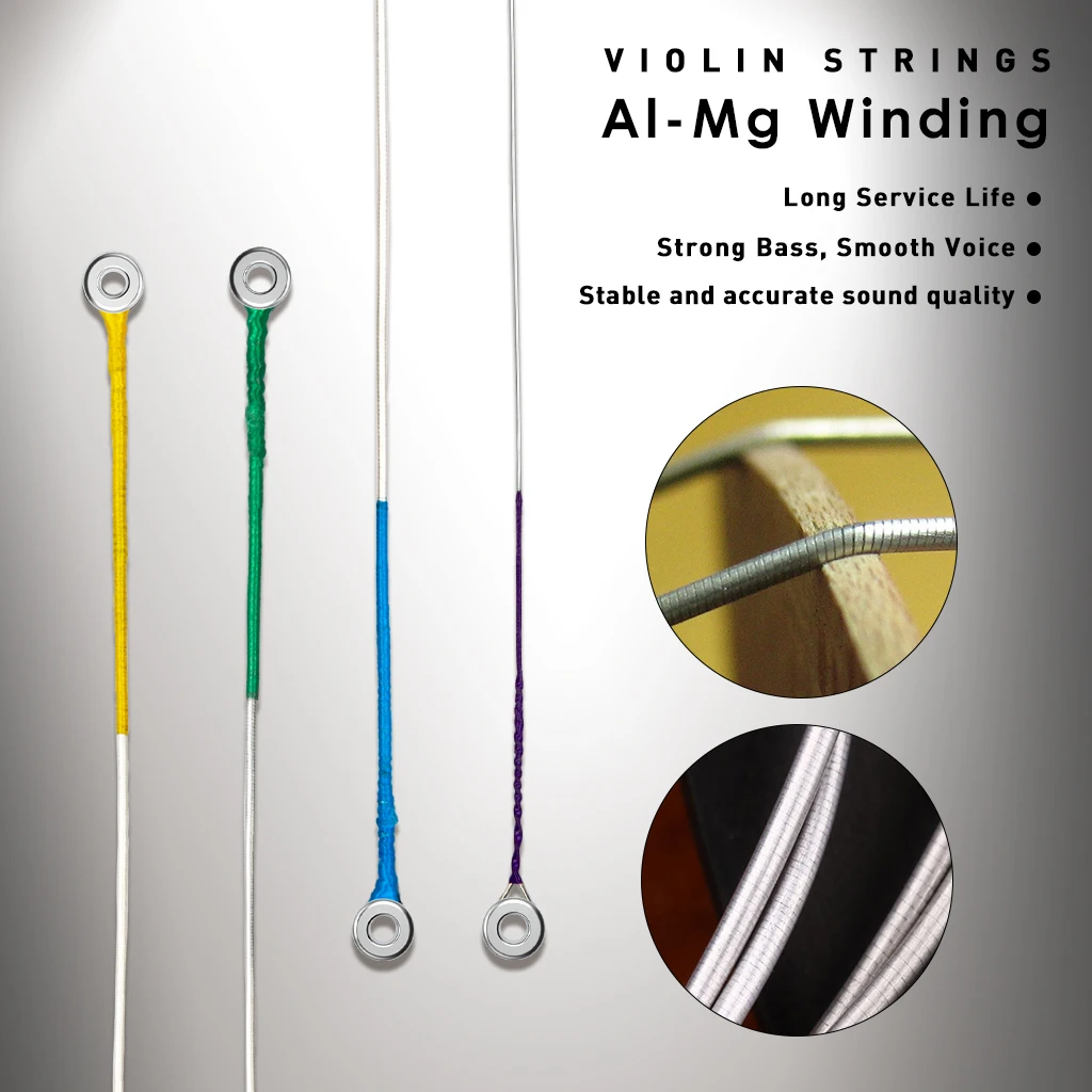 FOX 1 Pack Premium High Quality 4/4 3/4 Violin String Nylon Core Aluminum Alloy Wound & Silver Carbon Steel Ball End