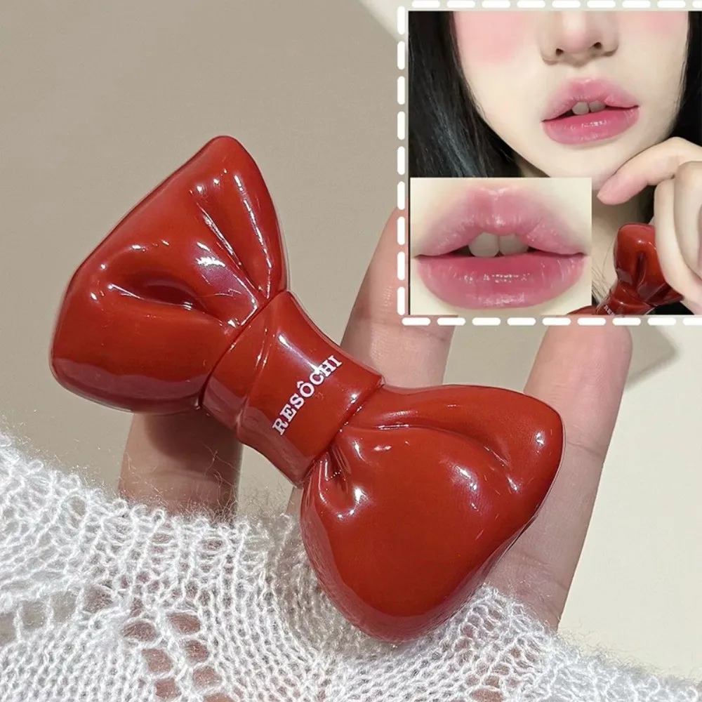 New Bow Tube Jelly Mirror Lip Gloss Moisturizing Watery Texture Bowknot Lip Tint Non Sticky Long Lasting Liquid Lipstick Women