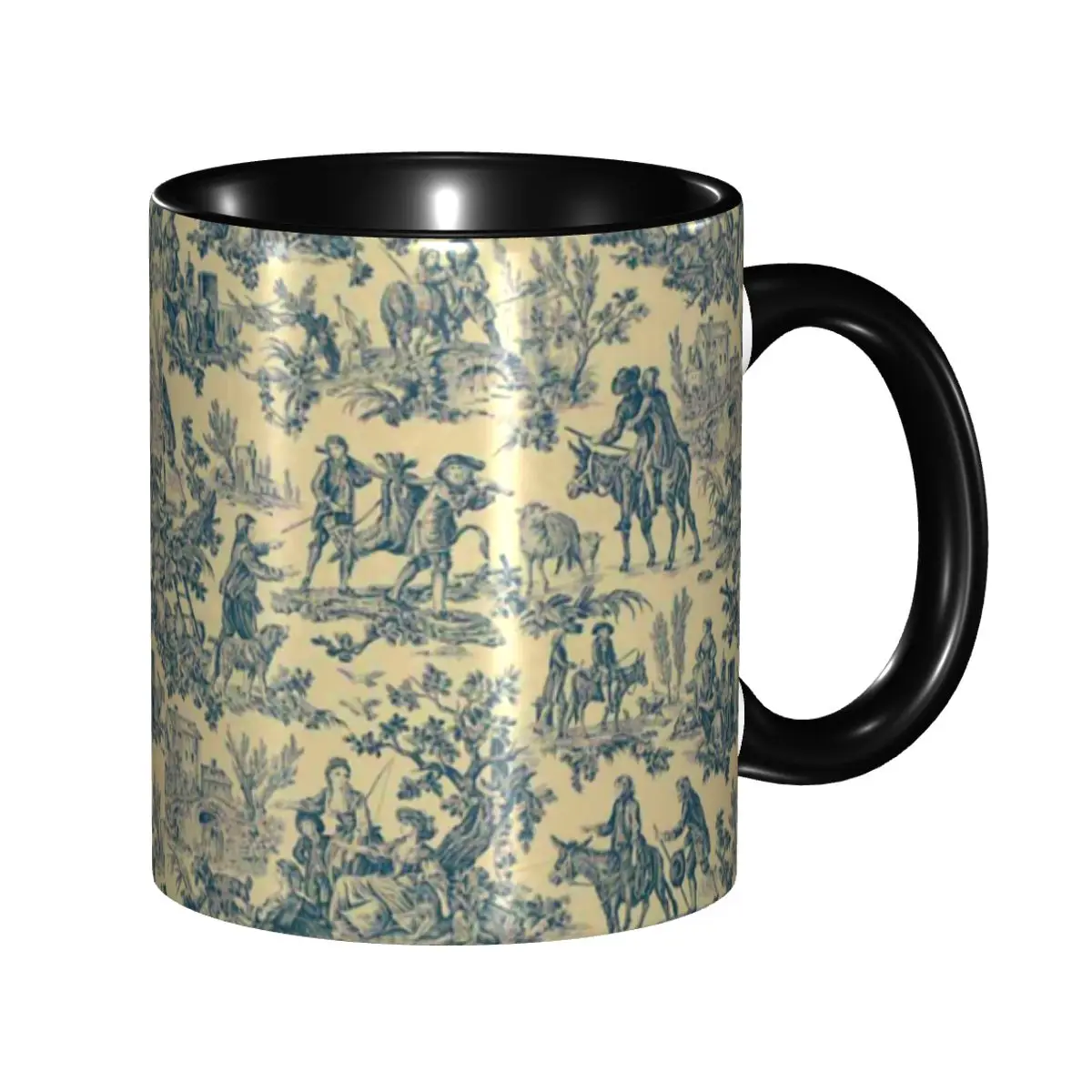 

Customized Toile De Jouy Vintage French Mugs DIY Ceramic Milk Tea Coffee Cups