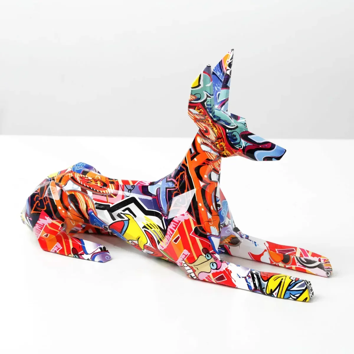 Modern Creative Painted Colorful Doberman Decoration Home Wine Cabinet Welcome Dog Desktop Decoration Craftssoft Decor