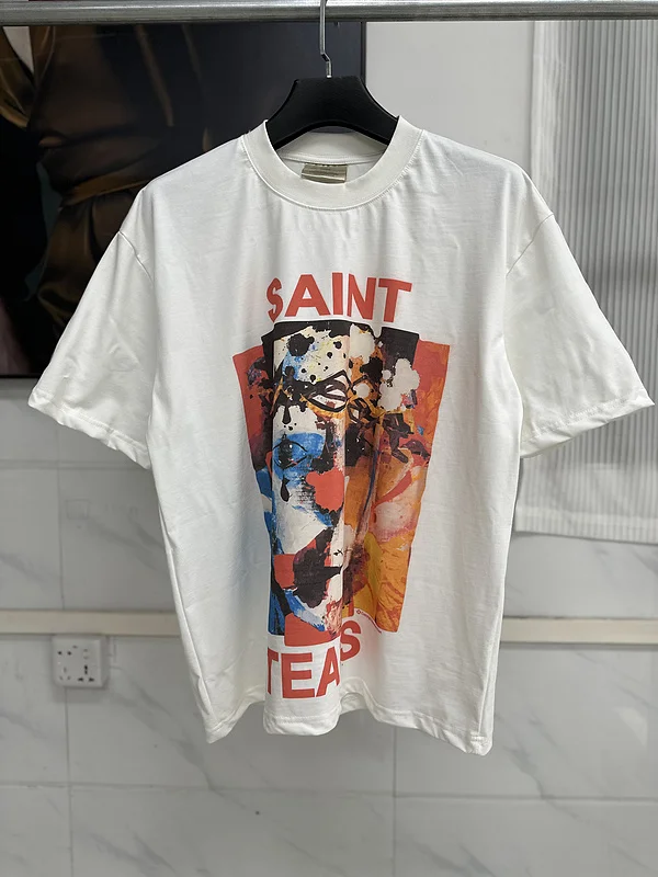 25ss Summer Style Saint Tears Printed T-Shirt Men Women HipHop Streetwear Oversized O-Neck Cotton Tee VT9127