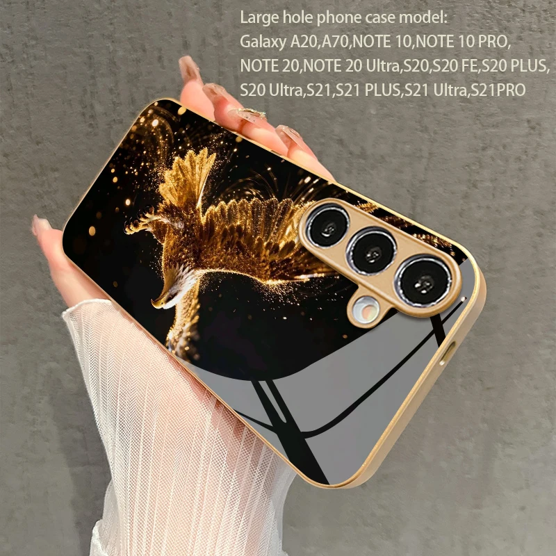 2D Golden Eagle Spread Wings Pattern Mobile Phone Case for Samsung S26 S25 S24 S23 S22 S21 S20 A56 Gold Glass Protective Cover view 4