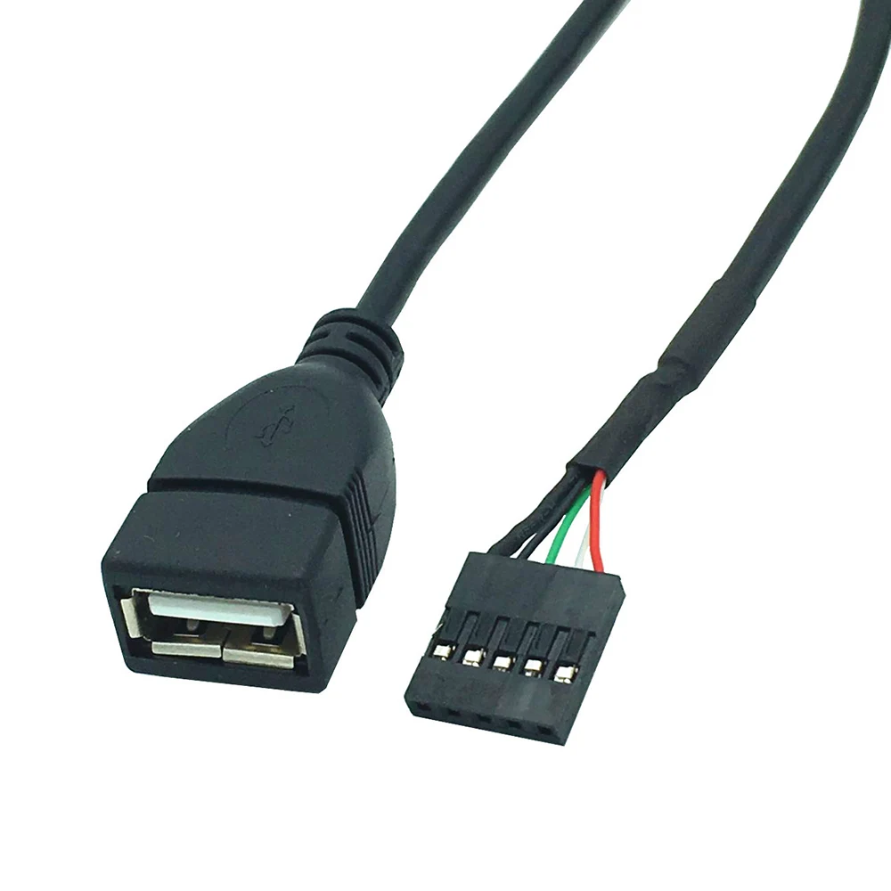 1 unidad 10cm USB 2,0 tipo A hembra a Dupont 5 pines hembra adaptador de placa base de datos Cable negro