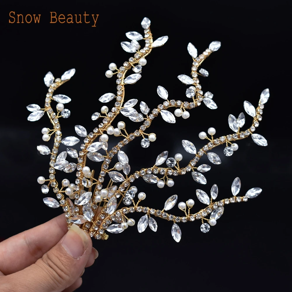 A463 pettine per capelli da sposa fatto a mano accessori per capelli in oro argento per spose copricapo con strass copricapo in cristallo diademi da donna