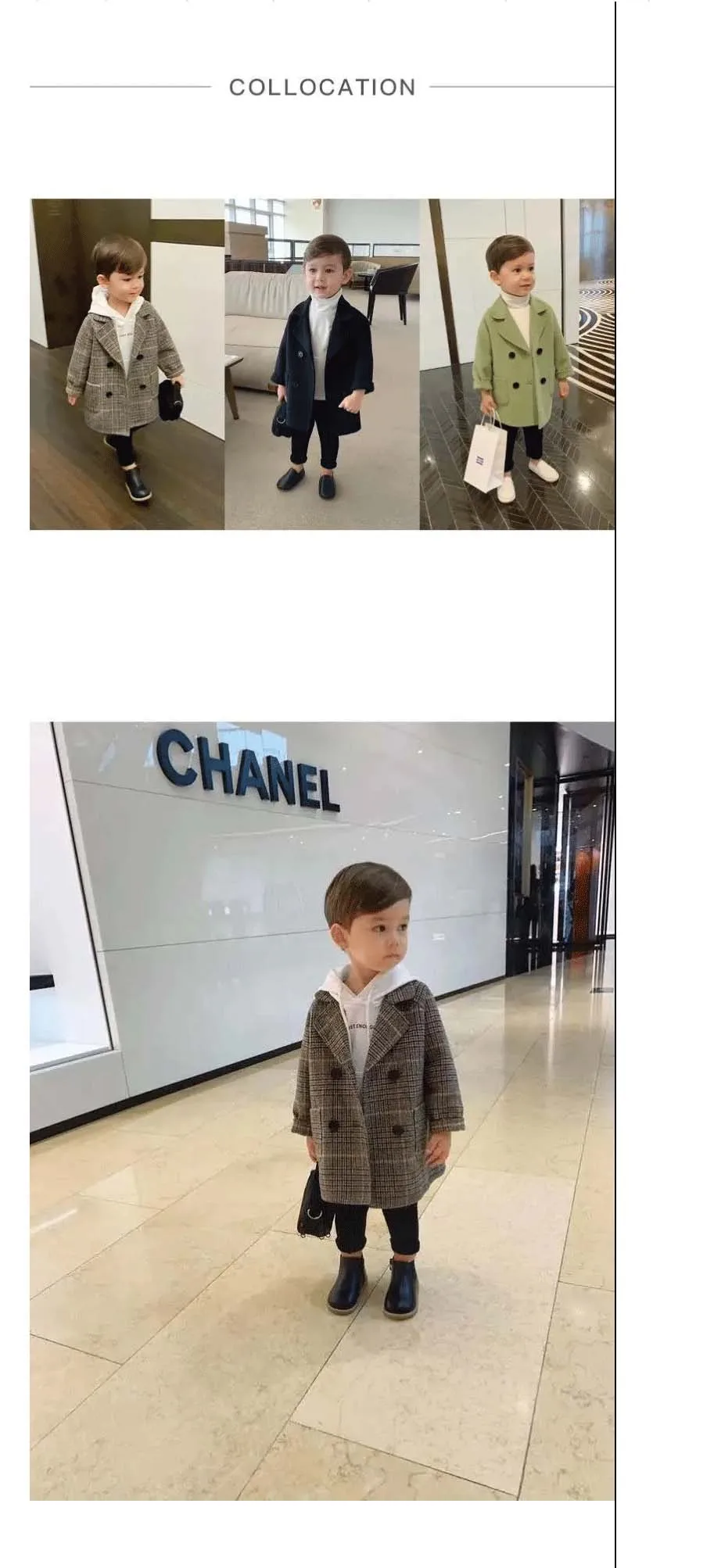 Spring Boys Jackets Child Girl Woolen Double-breasted Baby Trench Coat Lapel Autumn Kids Outerwear Winter Wool Overcoat