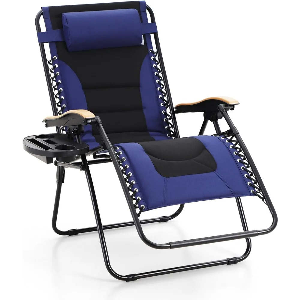 

Padded Zero Gravity Lawn Chair, Anti Gravity Lounge Chair, Foldable Recliner, Outdoor Camp Chair for Poolside Backyard Beach