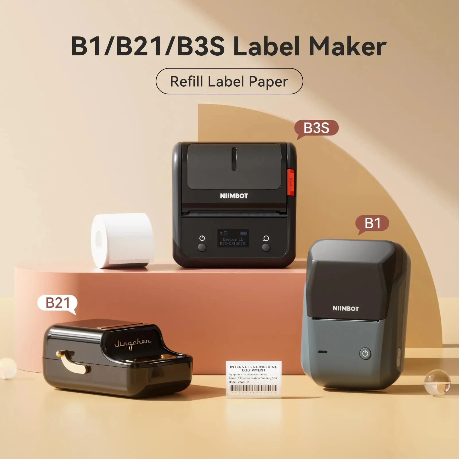 20-50mm Niimbot B21 B1 Label Thermal Printer Paper Rolls White Blank Label Barcode Sticker Price Tag for Labeller B3S Waterproof