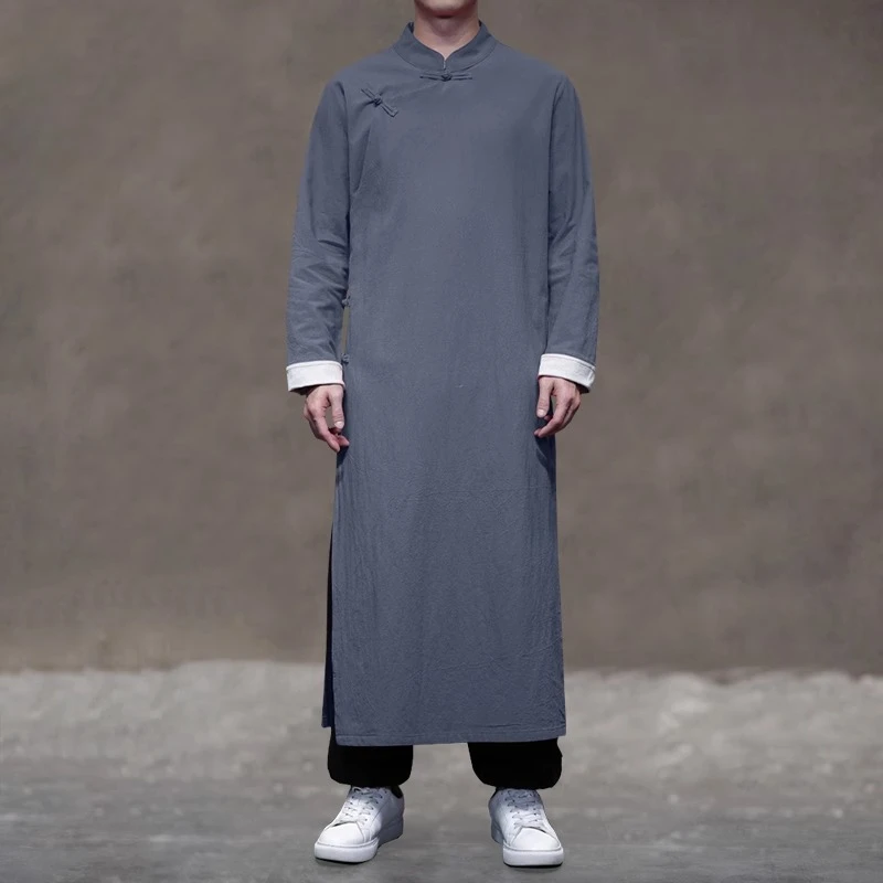 

Халат Hanfu Cross Talk, мужской традиционный китайский костюм Тан, кунг-фу, тай-чи, халат, костюм для выступлений, Cheongsam