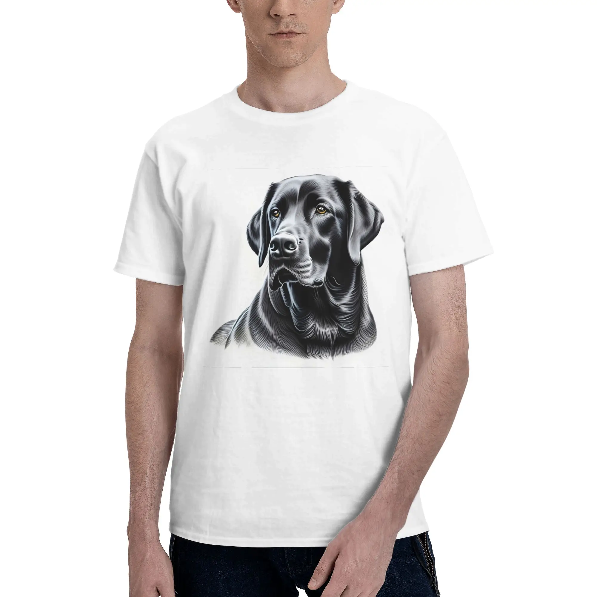 

Black Labrador retriever 100% Cotton T-Shirt Men's Funny T Shirts Men Round Neck Short Sleeve S-6XL