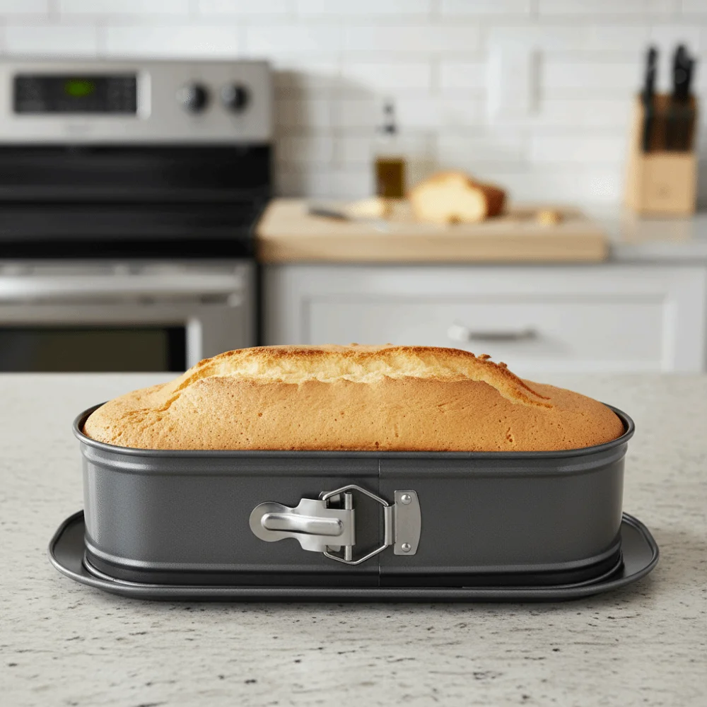 Carbon Steel Oval Removable Bottom Cake Pan Non-Stick Heat-resistant Toast Mold Snap Fastener Chiffon Cake Pan Bakery