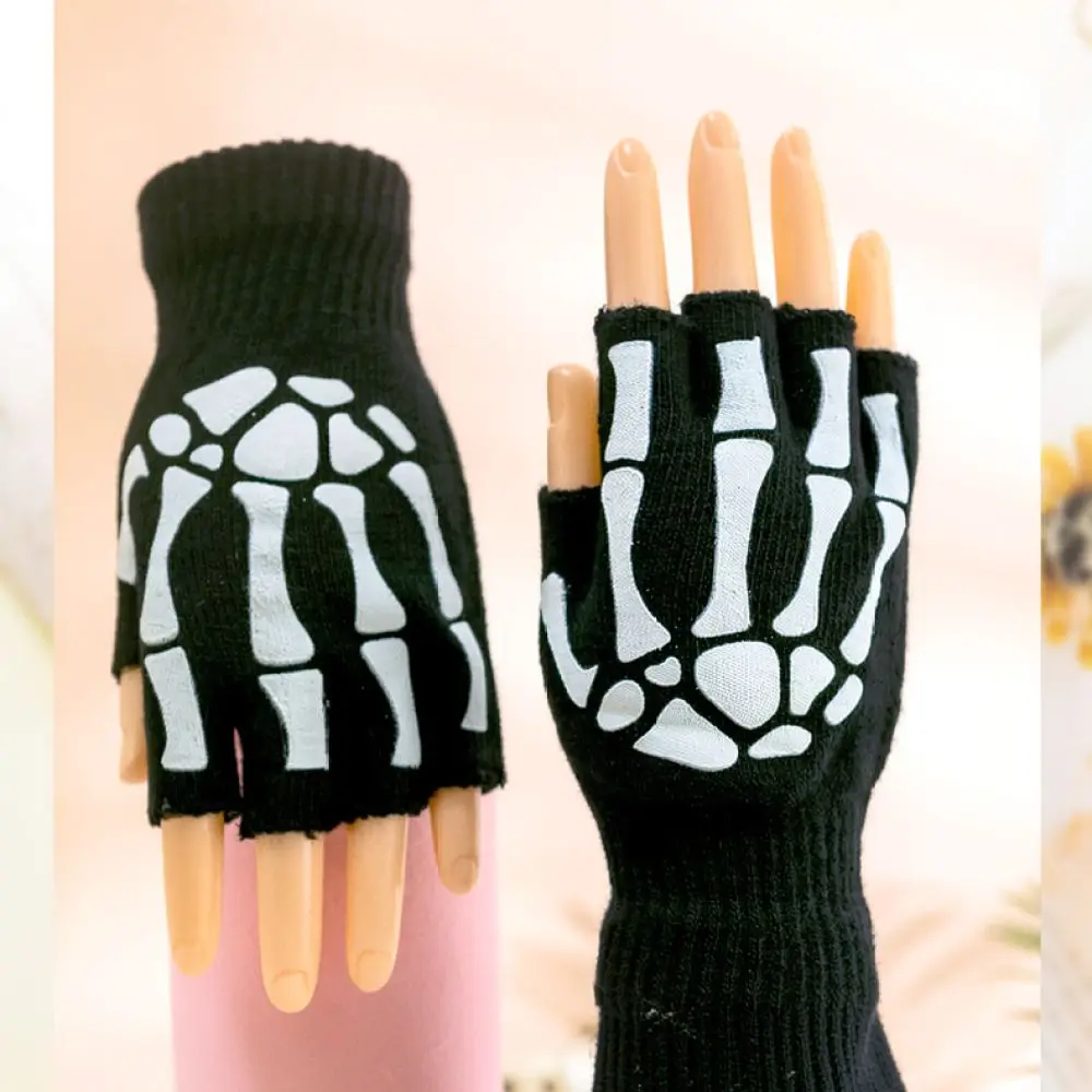 Unisex Winter Knitted Fingerless Gloves Warm Half Finger Mittens Stretchy Soft Wristwear For Outdoor Cycling Daily Accessory