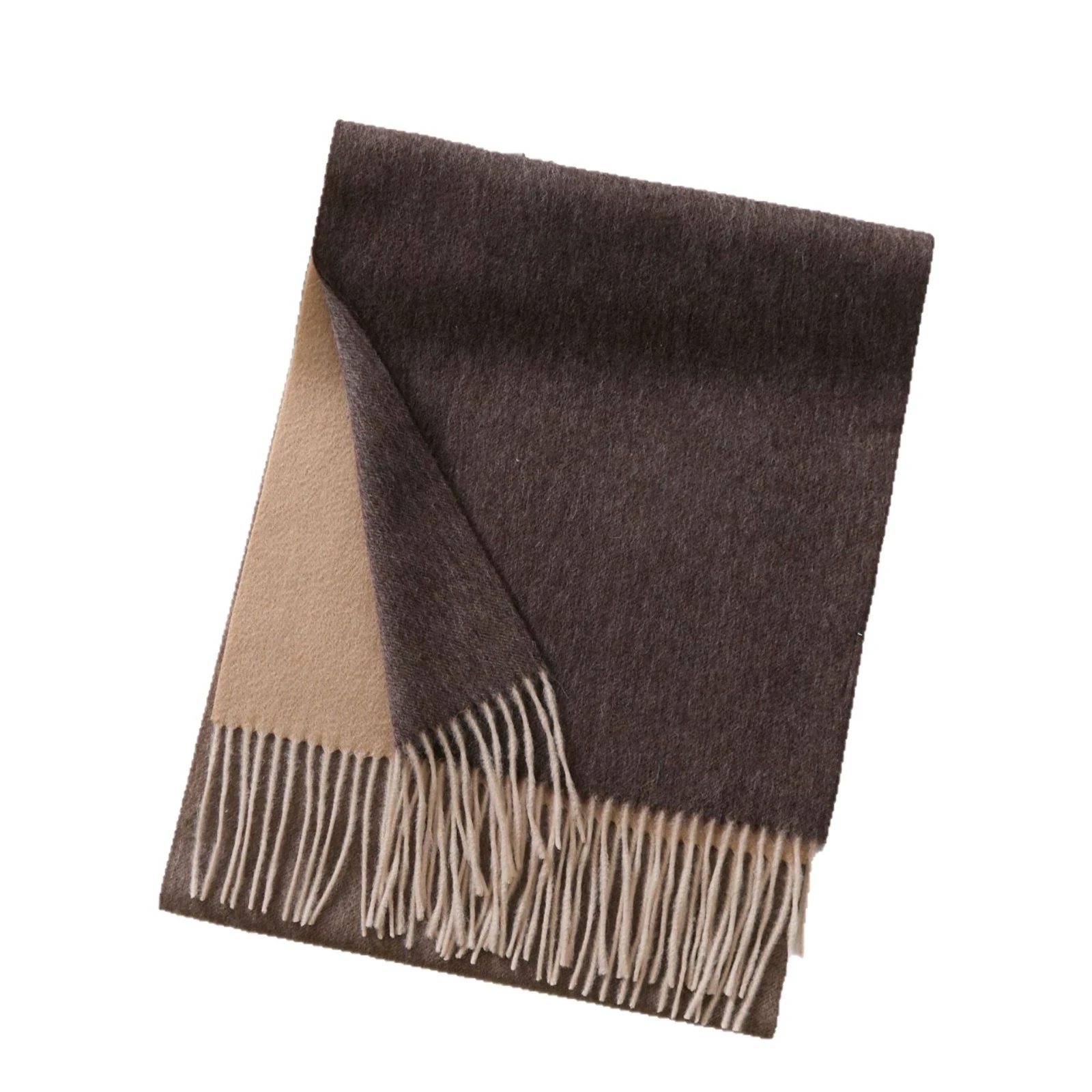 

High-end 100% Wool Double Sided Scarf Pashmina Winter Warm Scarf Long Cozy Shawl Men's Scarf Women Cashmere Scarf with Tassel
