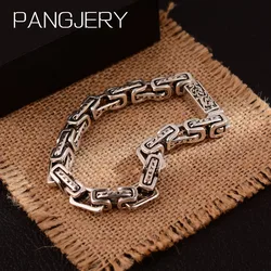 PANGJERY Thick Chain Thai silver Bracelet for Women Simple Geometric Irregular Pattern Handmade Accessory Birthday Party Jewelry