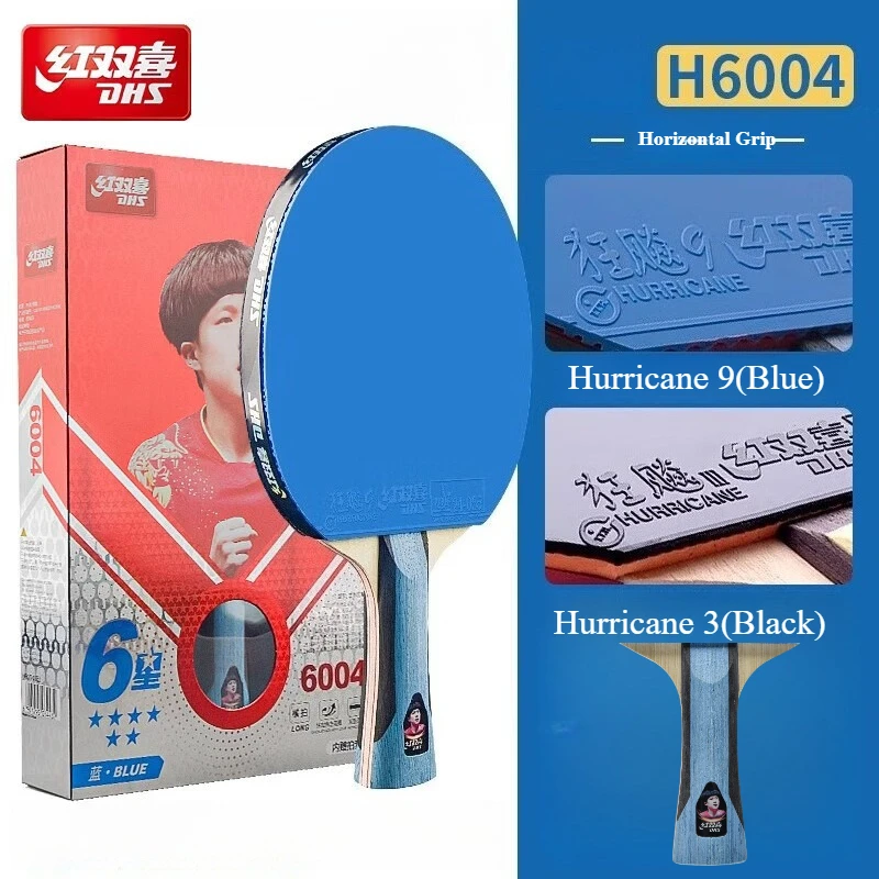 

DHS Table Tennis Rackets 6 Star H6004 Professional Ping Pong Paddle Racket Bat Hurricane 9 Sticky Rubber With Case Bag Training