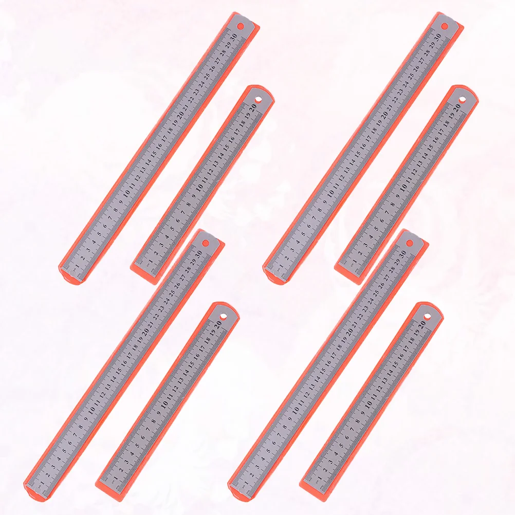 8 قطعة مسطرة من الفولاذ المقاوم للصدأ أداة قياس مستقيمة دقيقة مزدوجة الجوانب لرسم صناعة النجارة المعدنية الهندسية