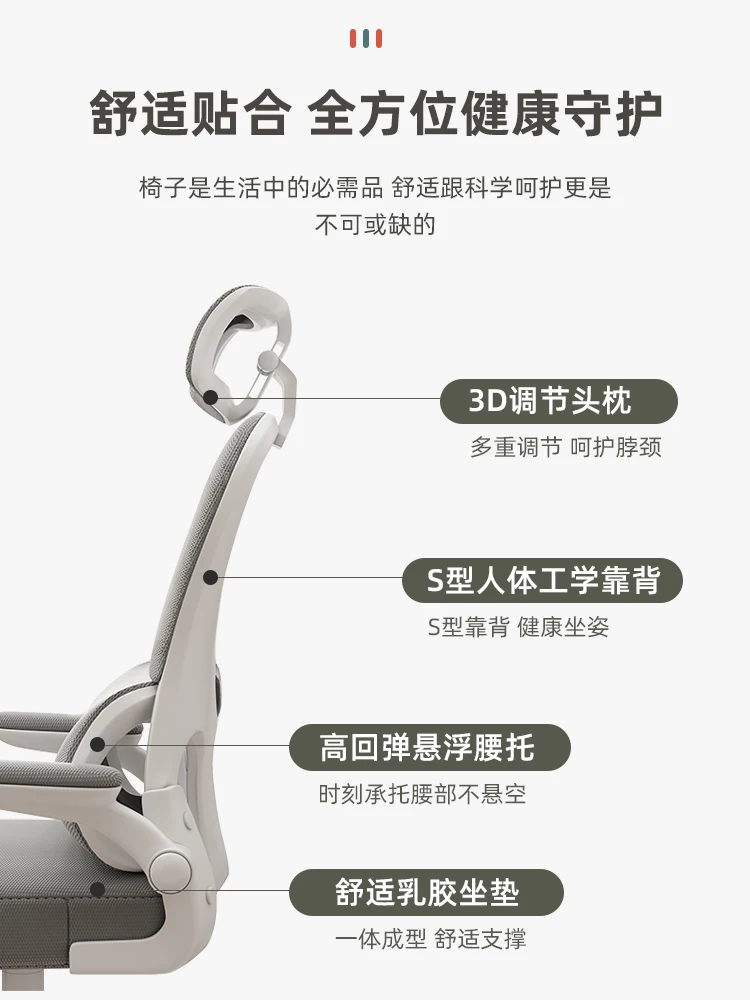 Ergonomic chair, computer chair, long-term sitting, waist protection, backrest, dormitory learning, esports chair