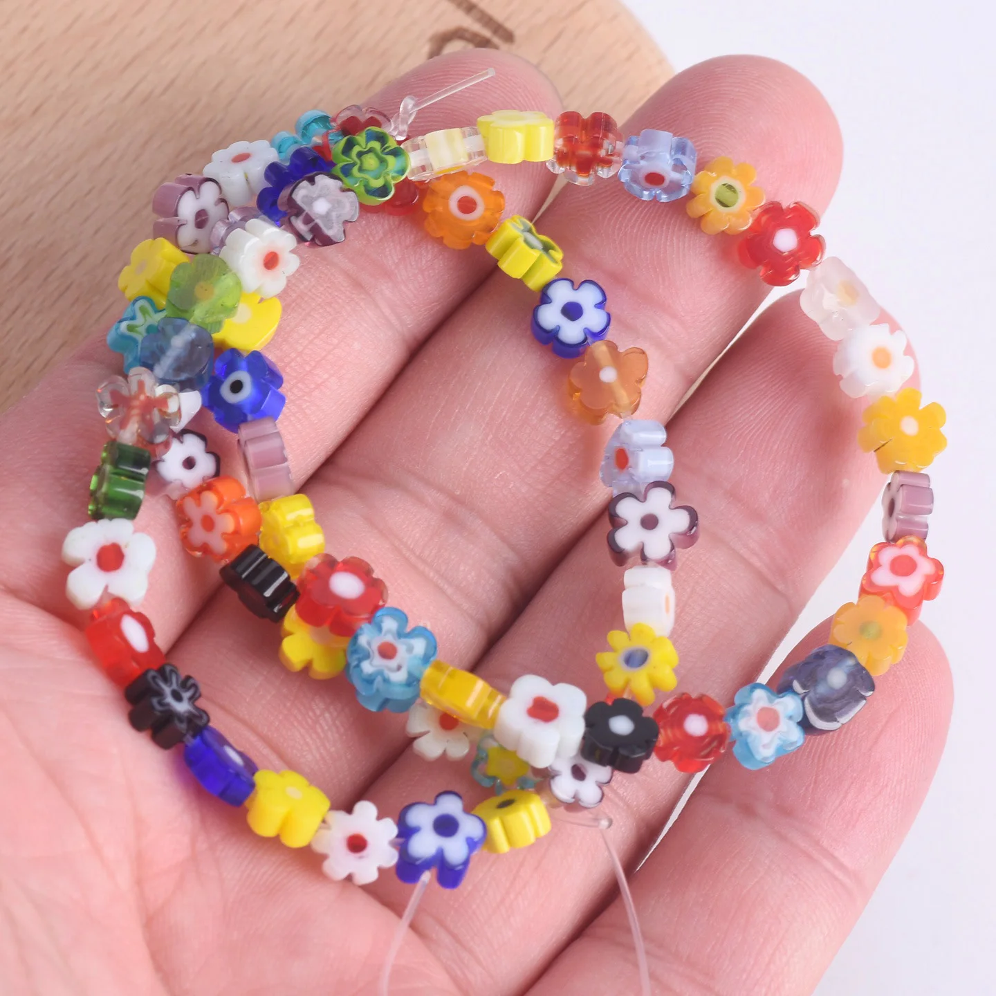 

40cm/Strand Flower Shape 5mm~7mm Handmade Millefiori Glass Beads For Jewelry Making DIY Crafts Findings