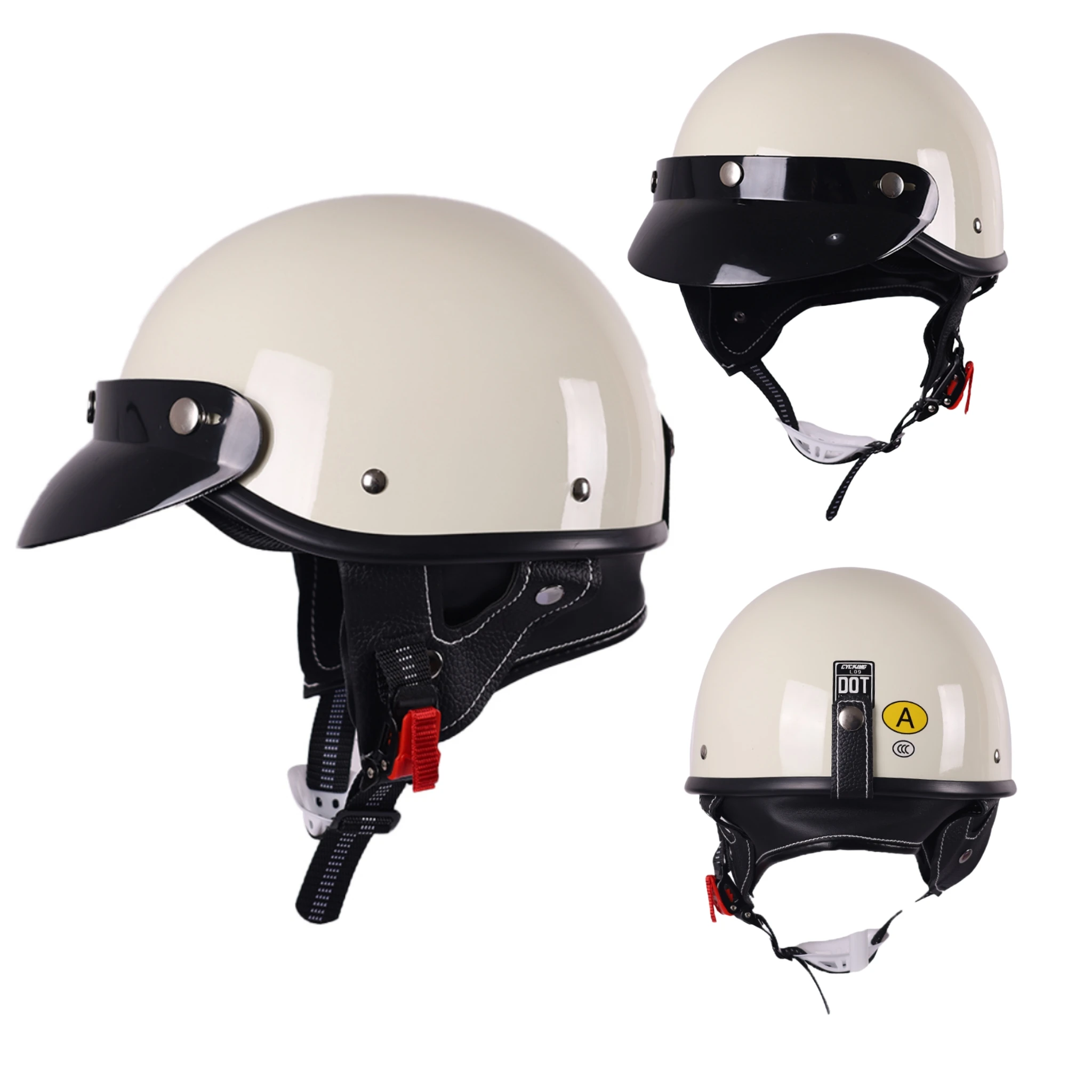

Classic retro simple solid color motorcycle helmet, couples can wear half helmets all year round