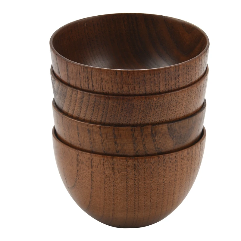 

4 Pcs Creative And Simple Wooden Bottomless Wooden Bowl Practical Soup Bowl For Restaurants And Hotels