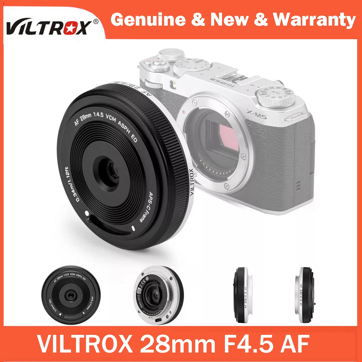 VILTROX 28mm F4.5 Objectif crêpe Autofocus, objectif plein cadre rétro Ultra-fin pour Nikon Z Sony E Fujifilm XF Mount