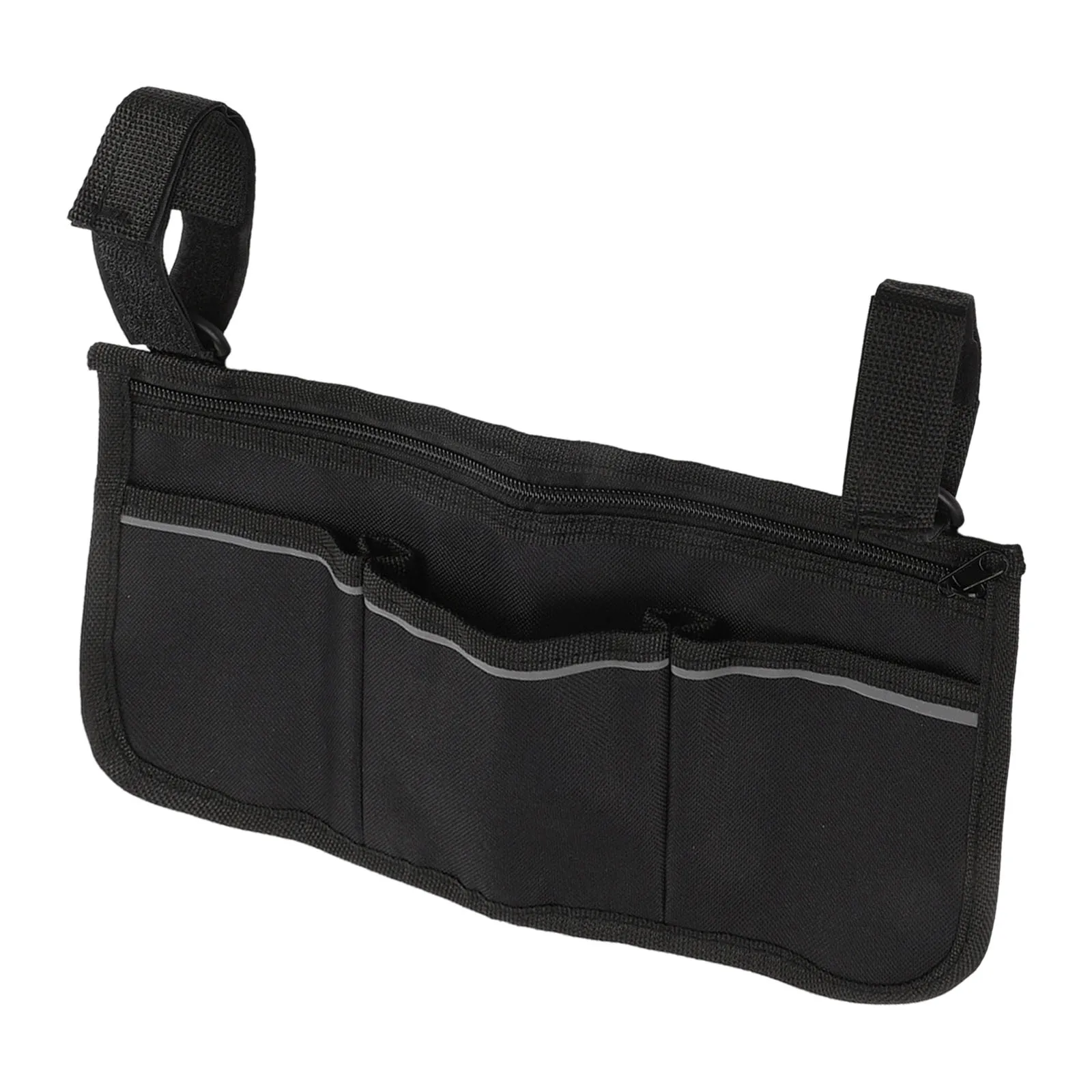 Black Wheelchair Organizer Easy Install Wheelchair Accessory Storage Double-Stitched Seams Easy Maintenance Adjustable Straps