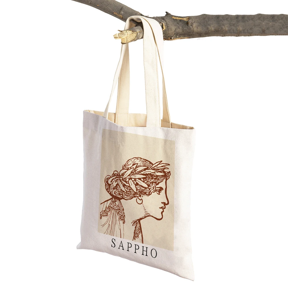 Vintage David Milo Athena Statue Abstract Woman Shopping Bags Folding Canvas Nordic Travel Tote Handbag Supermarket Shopper Bag