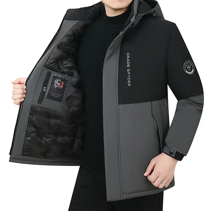 

Hooded Casual Brand Mens Autumn Windproof Outwear Hat Parkas Male Jacket Waterproof Parkas Long Jacket New Winter Men Warm Coat
