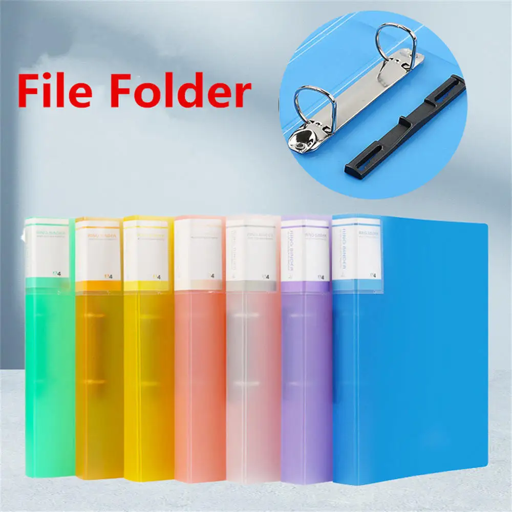 A4 Transparent File Folder Display Book 2 Hole Binder Folders Pink Blue Black Waterproof Document Organizer Ring Binder