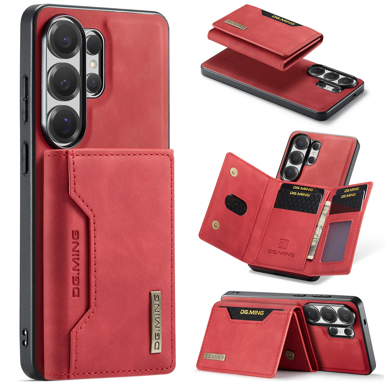 2 in 1 Magnetic Leather Wallet Cards Case for Samsung S26 Ultra S25 S24 Plus S23 S22 A18 A17 for Magsafe Shockproof Slim Cover