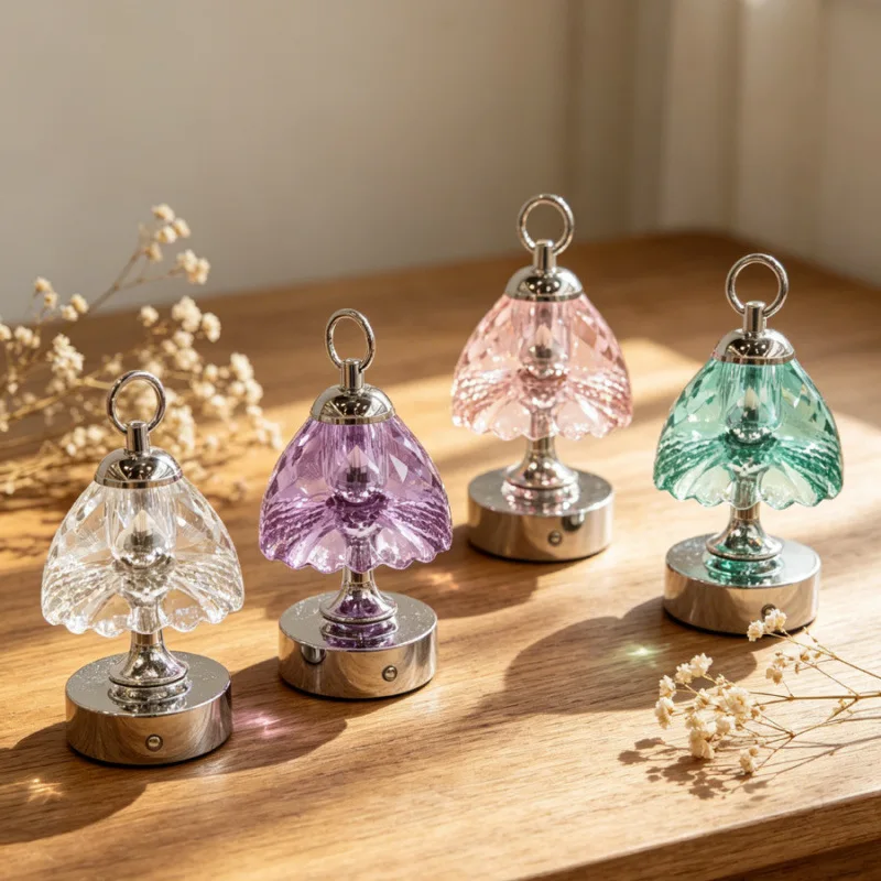European light luxury crystal desk lamp bedroom bedside lamp charging night light ornament living room creative high-end niche
